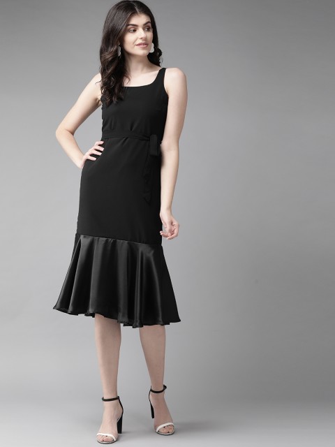 

MISH Women Black Solid A-Line Dress