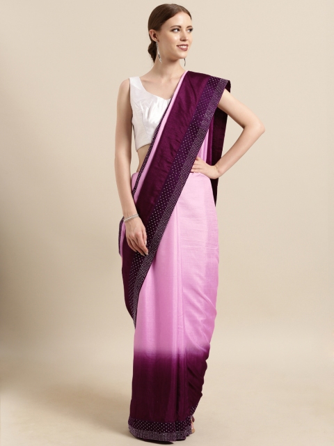

Satrani Pink & Purple Art Silk Ombre Saree