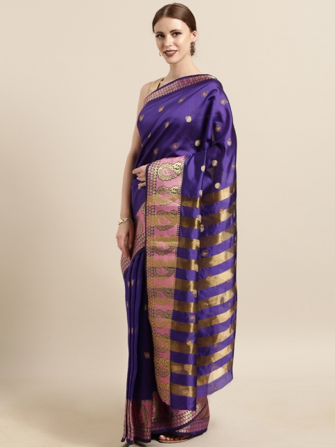 

Satrani Purple Poly Silk Woven Design Banarasi Saree