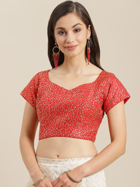 

Studio Shringaar Women Red & Golden Embroidered Saree Blouse