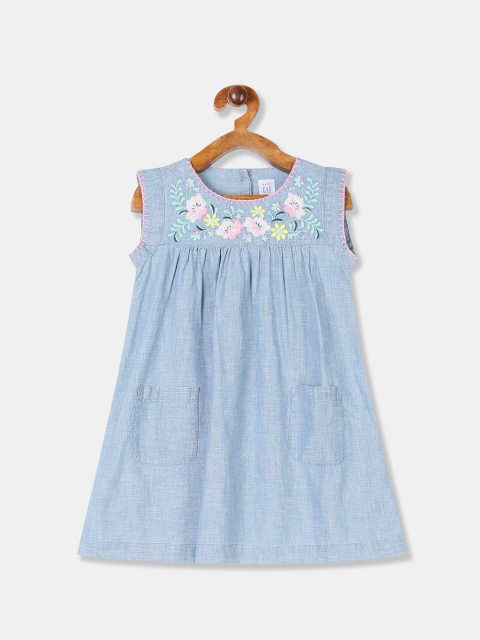 

GAP Girls Blue Embroidered A-Line Dress