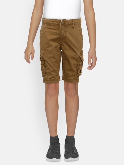 

GAP Boys Mustard Brown Solid Cargo Shorts