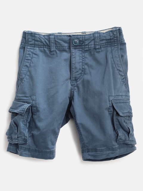 

GAP Boys Navy Blue Solid Regular Fit Cargo Shorts