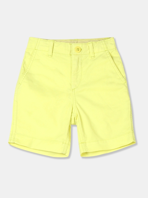 

GAP Boys Yellow Solid Regular Fit Chino Shorts, Lime green