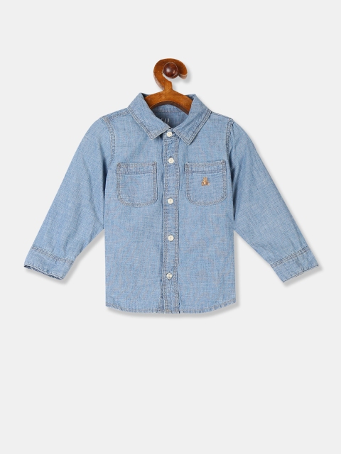 

GAP Boys Blue Regular Fit Solid Chambray Casual Shirt