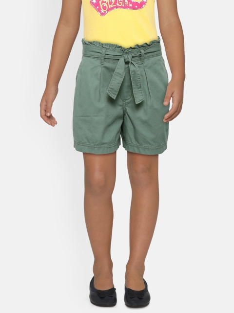 

GAP Girls Slate Green Solid Regular Fit Shorts with Belt