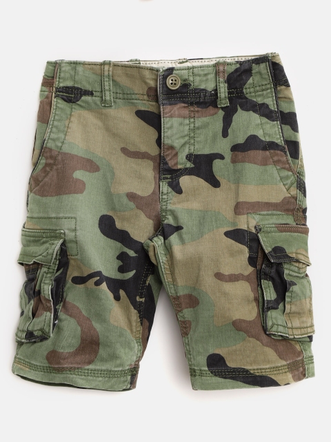 

GAP Boys Green & Brown Camouflage Printed Regular Fit Cargo Shorts