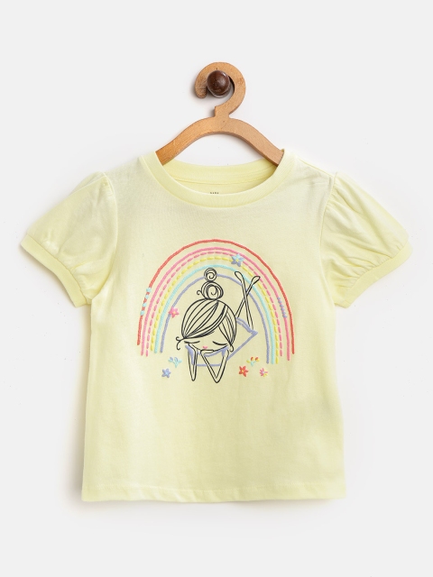 

GAP Girls Yellow & Black Printed Round Neck T-shirt