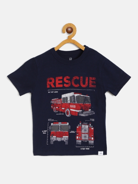 

GAP Boys Navy Blue & Red Printed Round Neck T-shirt