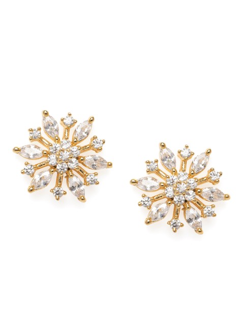 

Alamod Gold-Plated CZ Stone Studded Floral Studs