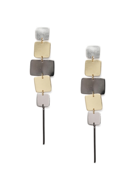 

Alamod Gold-Plated & Silver-Toned Geometric Drop Earrings