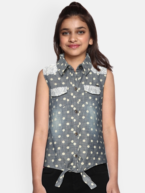

Actuel Girls Grey & White Printed Shirt Style Top