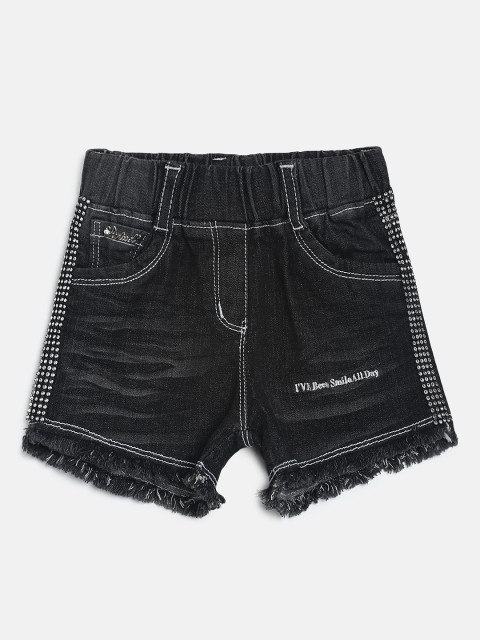 

Actuel Girls Black Embellished Regular Fit Denim Shorts