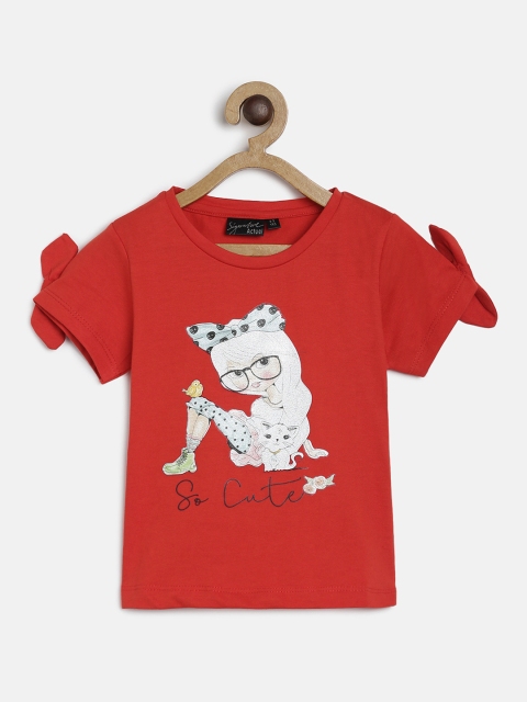 

Actuel Girls Red Printed Pure Cotton Top