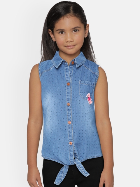 

Actuel Girls Blue Printed Denim Top