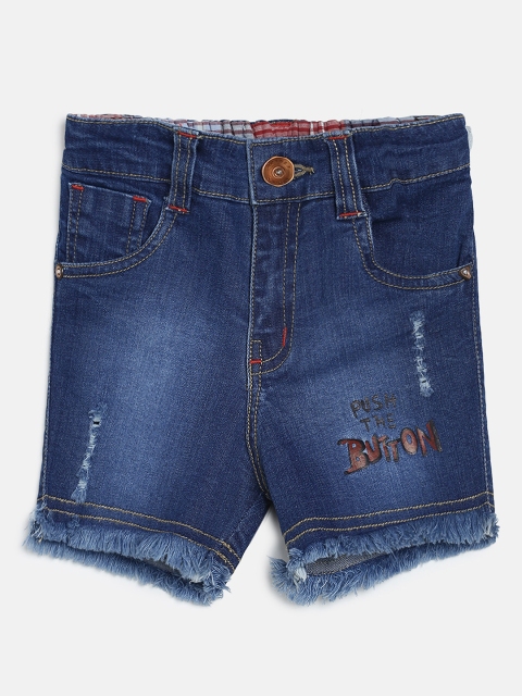 

Actuel Boys Blue Printed Regular Fit Denim Shorts