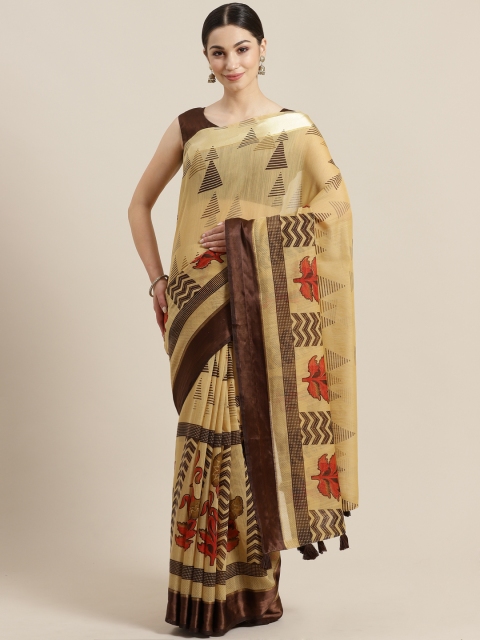 

SUTRAM Beige & Brown Printed Saree