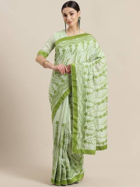 

SUTRAM Green Embroidered Saree