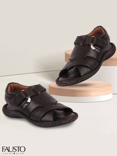 

FAUSTO Men Brown Lightweight Leather Comfort Sandals