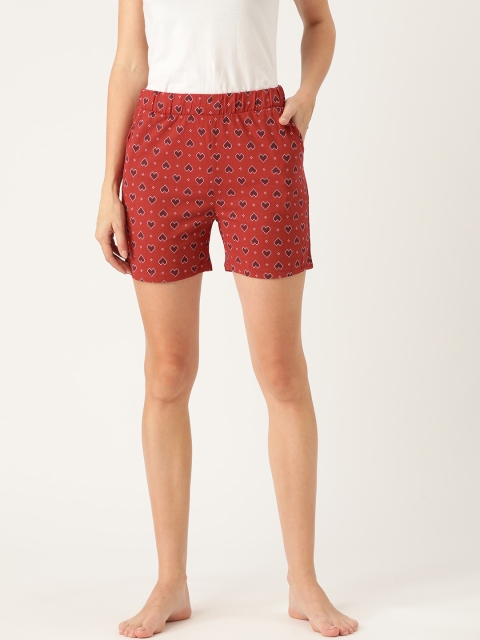 

Sweet Dreams Women Red & Black Heart Print Lounge Shorts