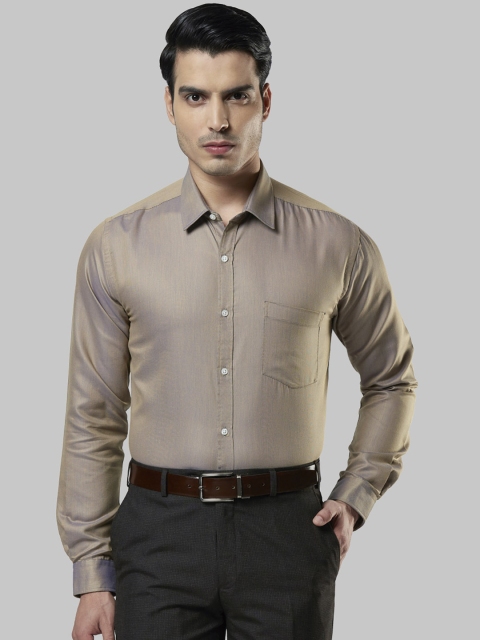 

Next Look Men Khaki & Gold-Coloured Slim Fit Solid Party Shirt