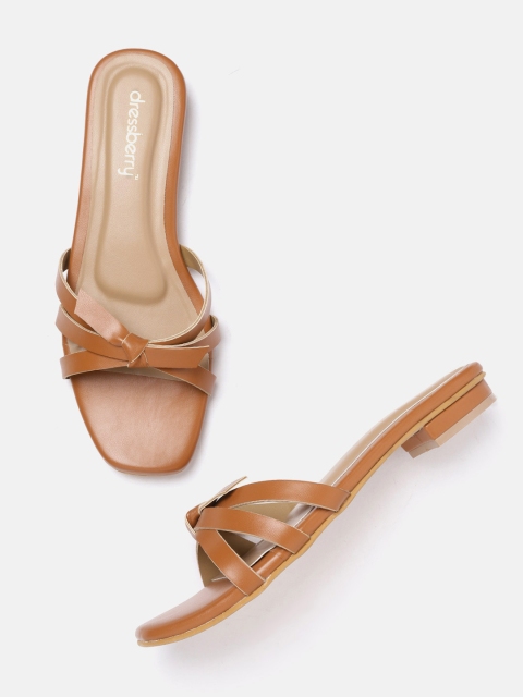 

DressBerry Women Brown Solid Open Toe Flats