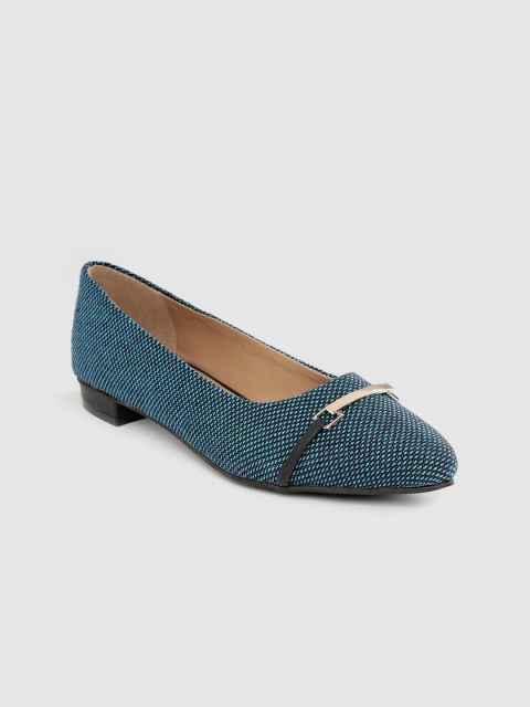 

DressBerry Women Teal Blue & Black Woven Design Ballerinas