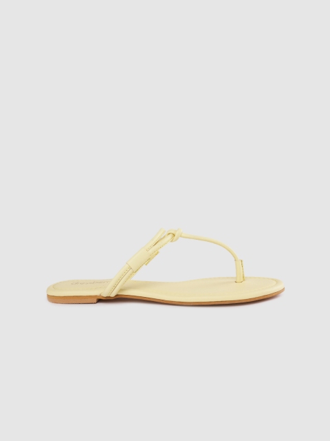 

DressBerry Women Yellow Solid T-Strap Flats