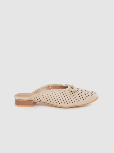 

DressBerry Women Beige Laser Cut Mules