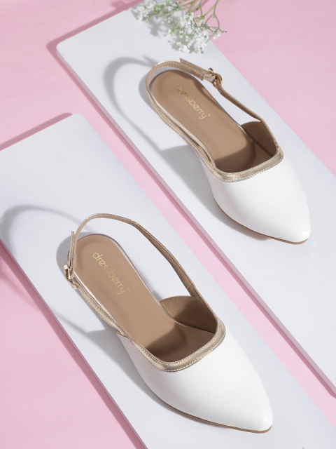 Women White Solid Flats
