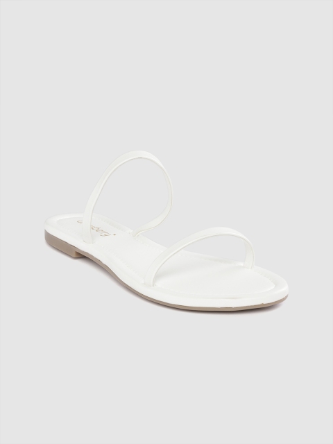 

DressBerry Women White Solid Open Toe Flats