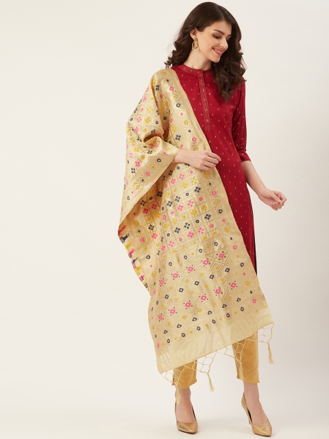 

Shaily Golden & Navy Blue Zari Woven Design Dupatta, Gold