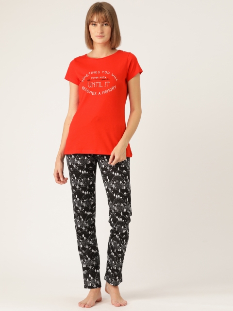 

Sweet Dreams Women Red & Black Printed Night suit