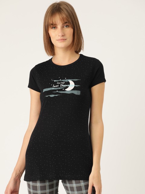 

Sweet Dreams Women Black & White Printed Lounge T-shirt