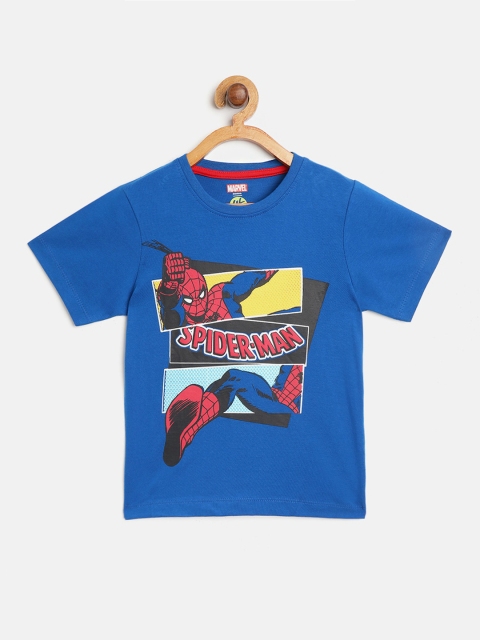 

YK Marvel Boys Blue Spiderman Printed Round Neck T-shirt