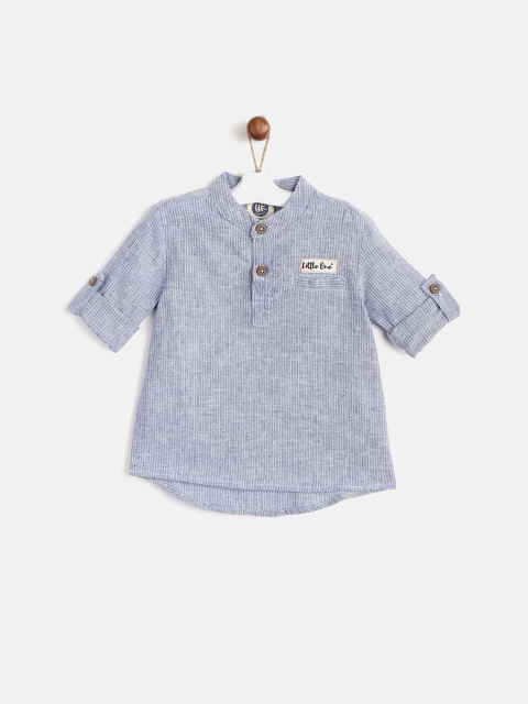 

YK Infant Boys Blue & White Striped Regular Fit Casual Shirt