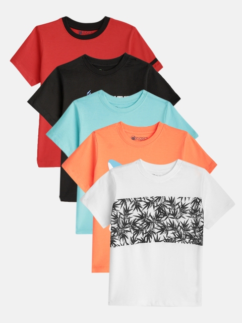 

YK Basics Boys Pack of 5 Round Neck T-shirts, Black