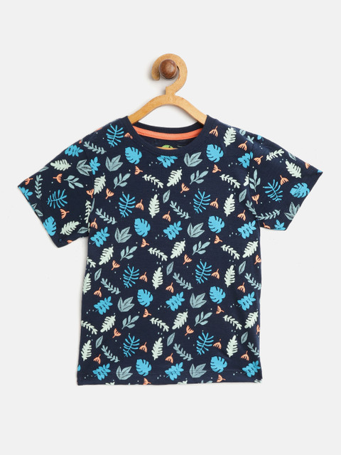 

YK Boys Navy Blue Printed Round Neck T-shirt