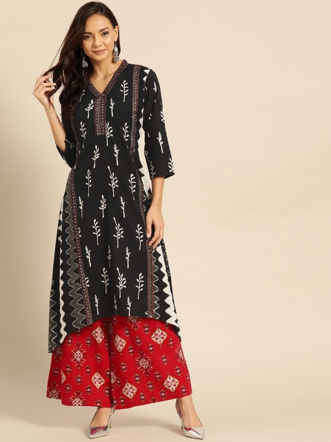 

RANGMAYEE Women Black & White Bagru Printed A-Line Kurta