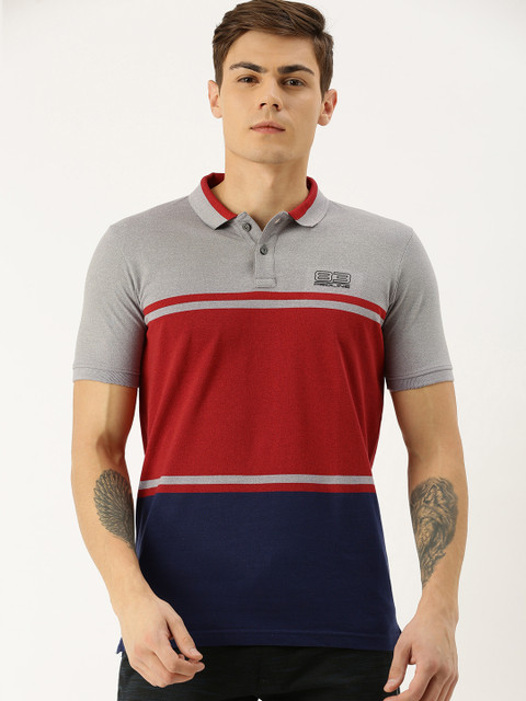

Proline Active Men Red & Navy Blue Colourblocked Polo Collar T-shirt