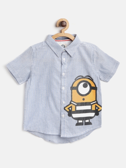 

YK Minion Boys Blue & White Regular Fit Striped Casual Shirt