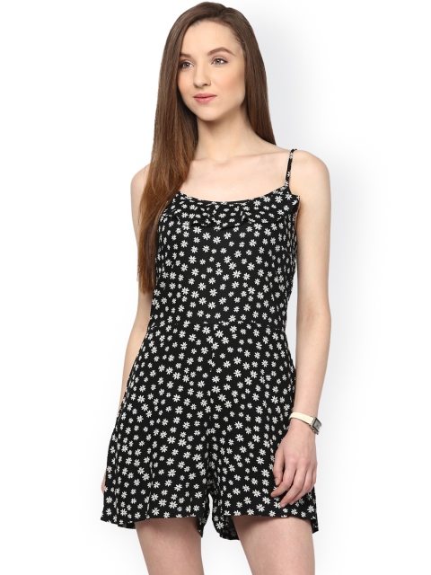 

Hapuka Black Floral Print Playsuit