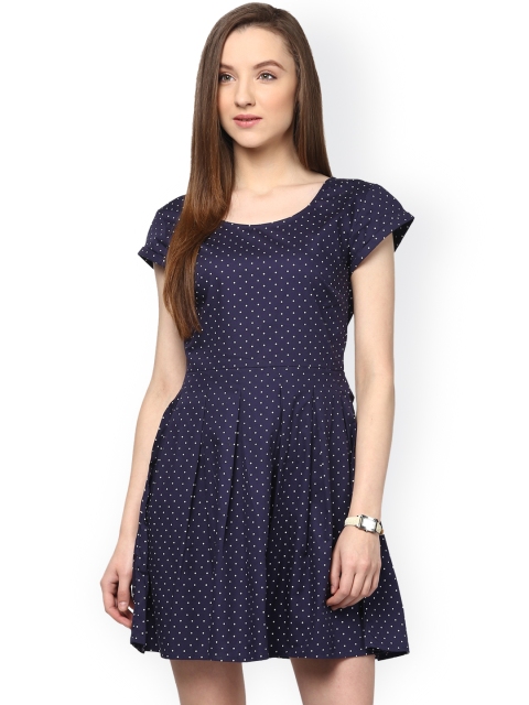 

Hapuka Blue Printed Slim Fit Fit & Flare Dress