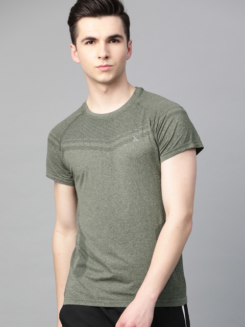 

Hrx By Hrithik Roshan Men Green Melange Solid Rapid-Dry Seamless Yoga Tshirt