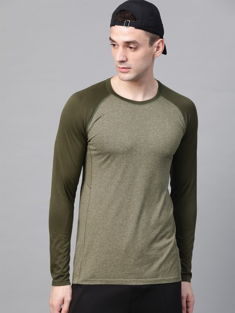 

Hrx By Hrithik Roshan Men Winter Moss Melange Solid Rapid-Dry Seamless Yoga Tshirt, Olive