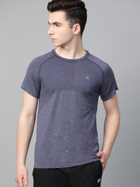 

Hrx By Hrithik Roshan Men Navy Melange Solid Rapid-Dry Seamless Yoga T-shirt, Blue