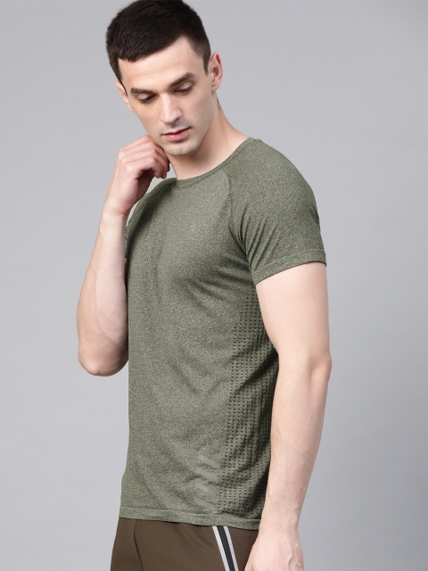 

Hrx By Hrithik Roshan Men Green Melange Solid Rapid Dry Seamless Yoga Tshirt, Olive