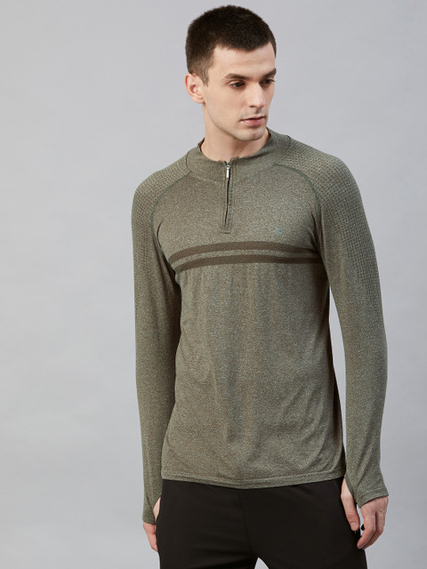

Hrx By Hrithik Roshan Men Winter Moss Solid Rapid Dry Seamless Yoga T-shirt, Olive