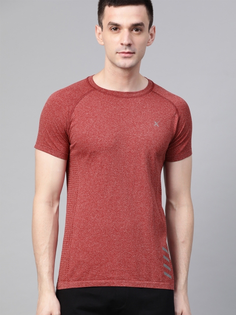 

Hrx By Hrithik Roshan Men Red Melange Solid Rapid Dry Seamless Yoga T-shirt