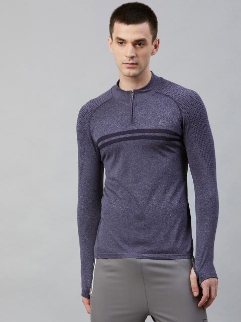 

Hrx By Hrithik Roshan Men Medieval Blue Solid Rapid-Dry Seamless Yoga Tshirt